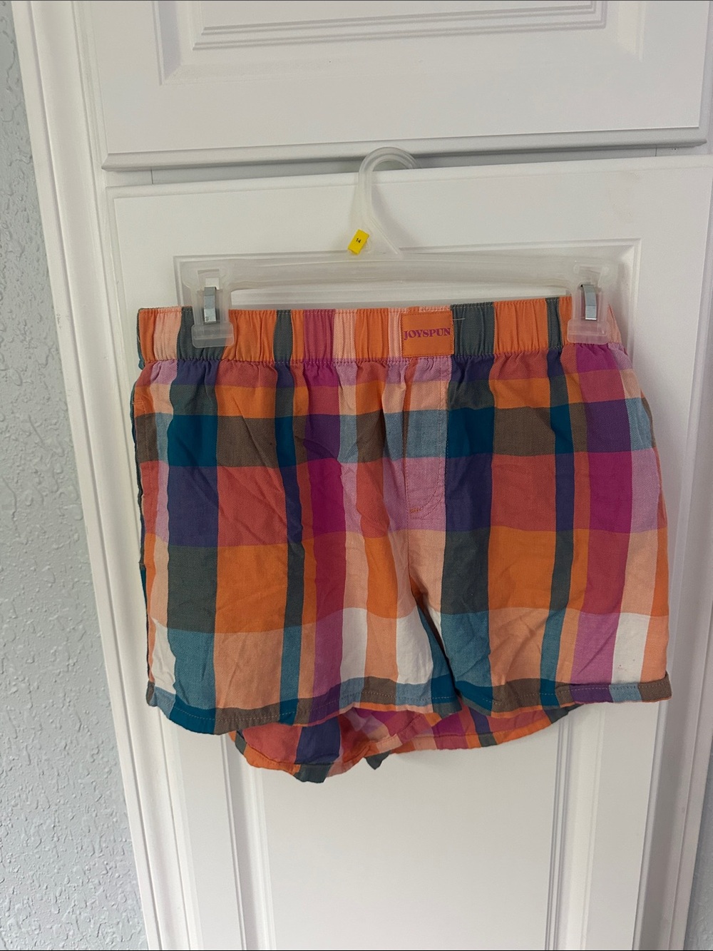 Joyspun Women's Orange Plaid Athletic Shorts